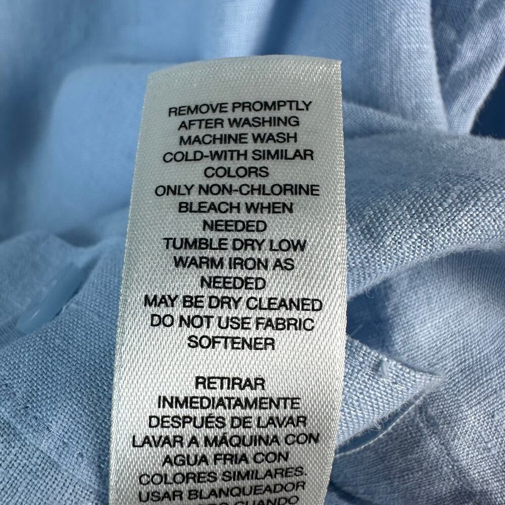 Womens Chicos No Iron 100% Linen Light Blue Button Up RollTab Sleeve Tunic Top L - Picture 6 of 6